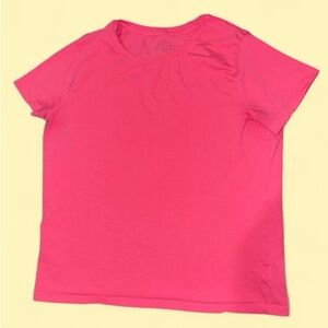 Time and Tru Women's 100% Cotton Pink Crewneck Tee with Short Sleeves - Size L